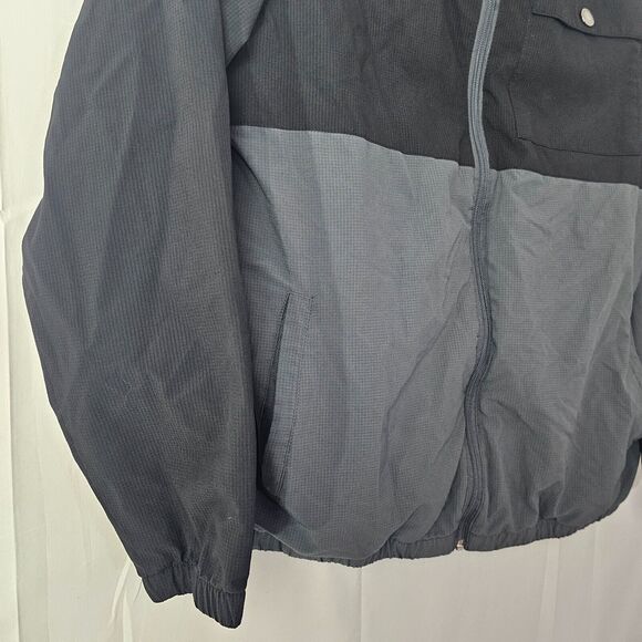 Voyager Rain Jacket Mens M Black Windbreaker Cinch Hood Full Zip Pockets EUC - Picture 2 of 13